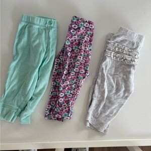 Floral and Solid Baby Leggings Lot 6M